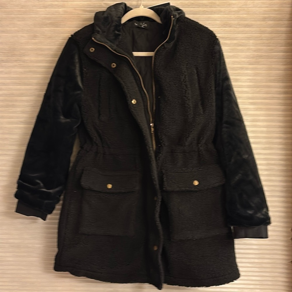 NWT Eden Society Mixed Media Sherpa Jacket Small Black